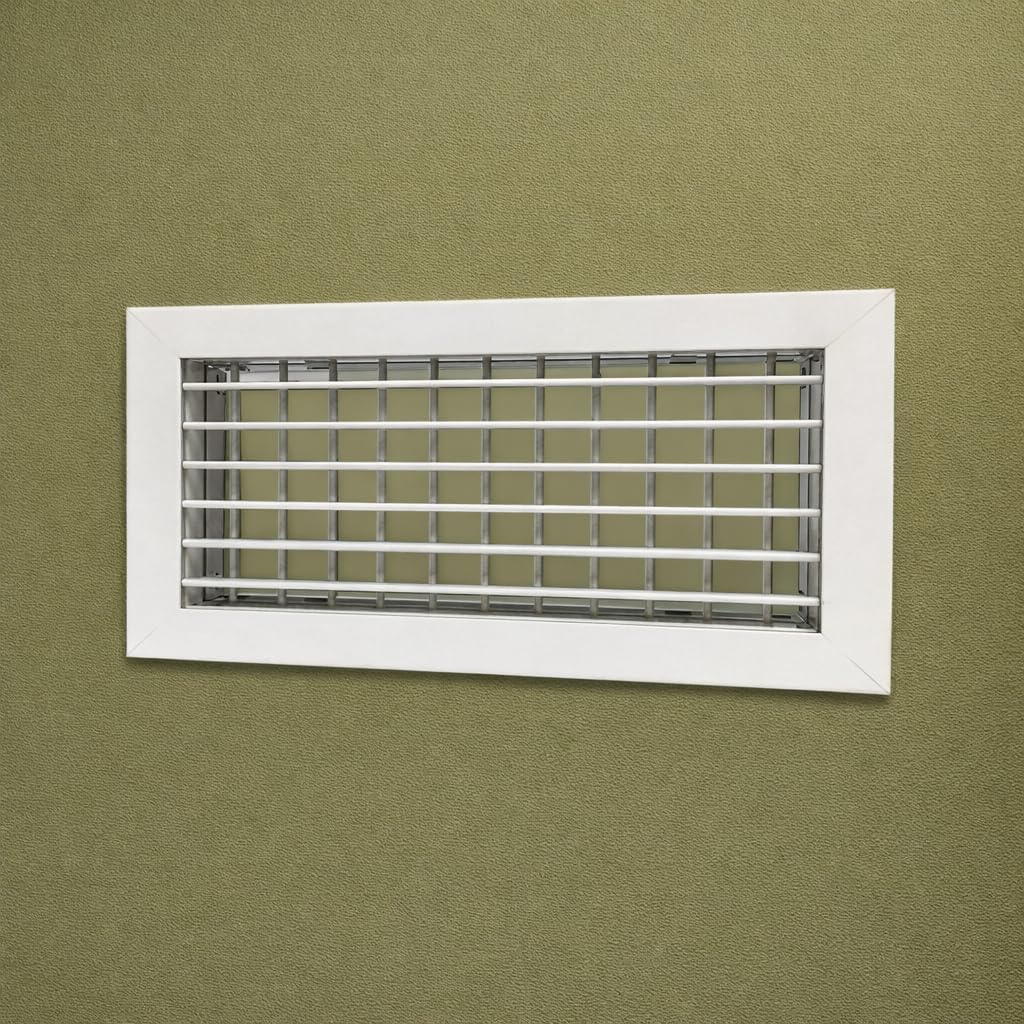 3S SuperSamaStore Bocchetta di Mandata, Griglia di Mandata a Doppie Alette Orientabili per Climatizzazione, Riscaldamento e VMC, Alluminio, Bianco, 400x150 Mm