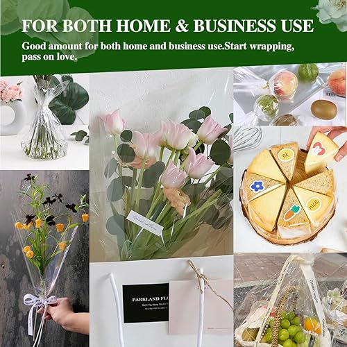 Miniatura 5 de MARIWEI Rollo de celofán transparente (34 pulgadas x 100 pies), rollo de 3 mil de grosor, rollo de celofán largo y grueso para cestas, regalos,