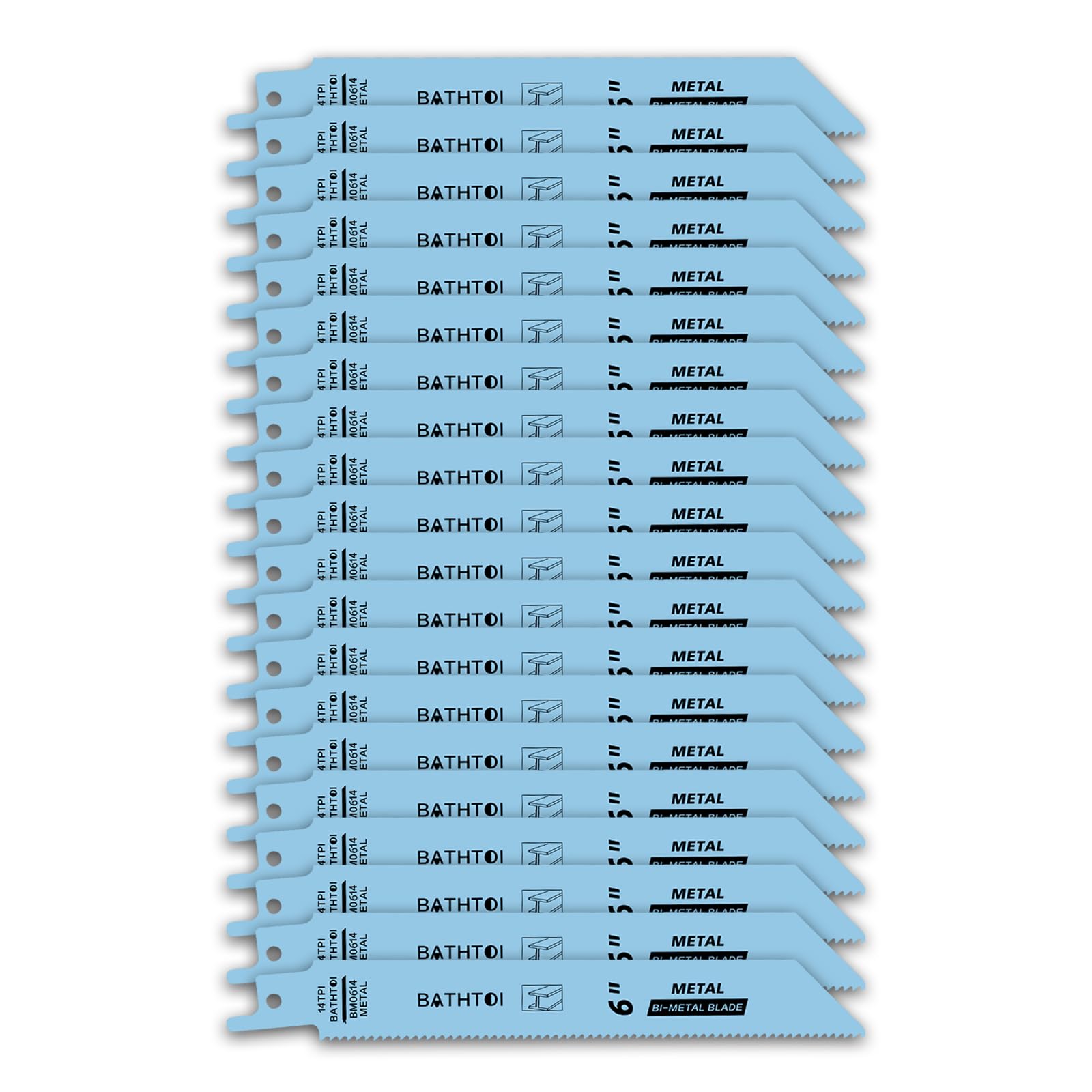 Paquete de 20 hojas de sierra alternante de 6 pulgadas y 14 Tpi para chapa, tubos de metal, plástico PVC, corte de perfiles, cuchillas Sawzall bimetálicas con 8% de cobalto para una vida útil más