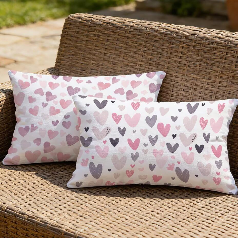 Housses de coussin de jardin 80x100 cm imperméables blanc extérieur motif amour
