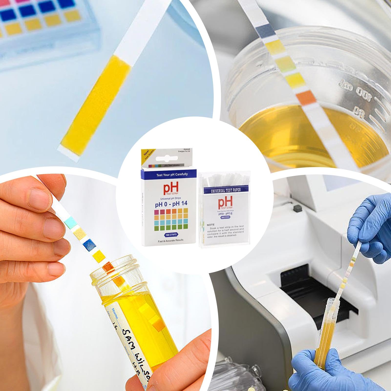 Produktbild von PH-Teststreifen 0–14 – Hochempfindlich, Für Wasser, Urin, Speichel, Lebensmittel, Pools & Aquarien, 100 Stück