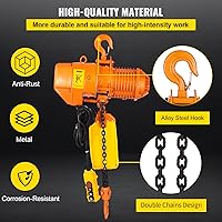 Vista 4 de VEVOR Alzamiento de cadena eléctrico monofásico, 2200 lb/1 tonelada 10 pies de altura de elevación con gancho eléctrico, polipasto de cadena
