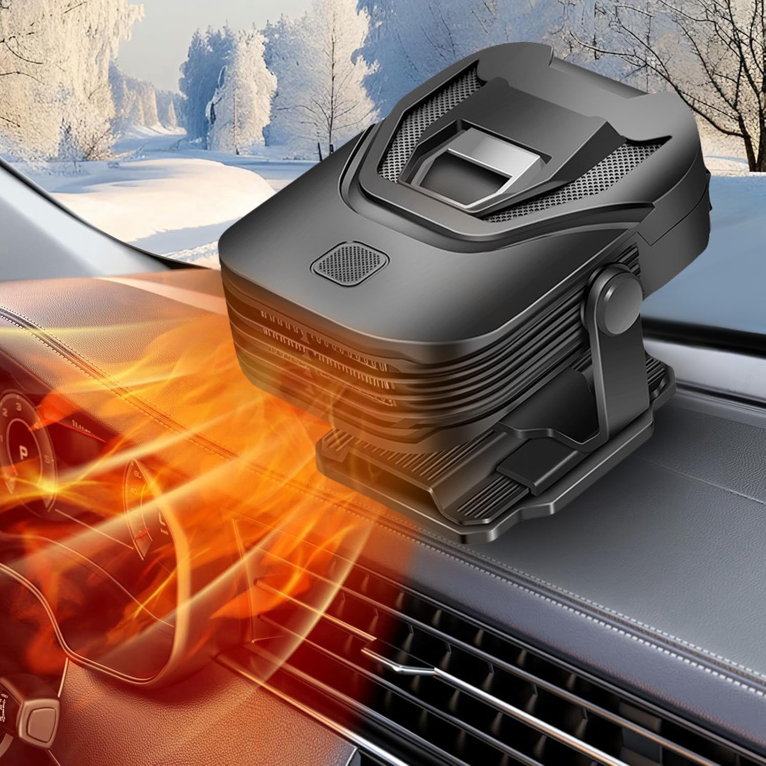 Chauffage Voiture 12V 150W Gobesty – Dégivreur / Désembueur Rotatif 360° Chauffage + Refroidissement 2-en-1