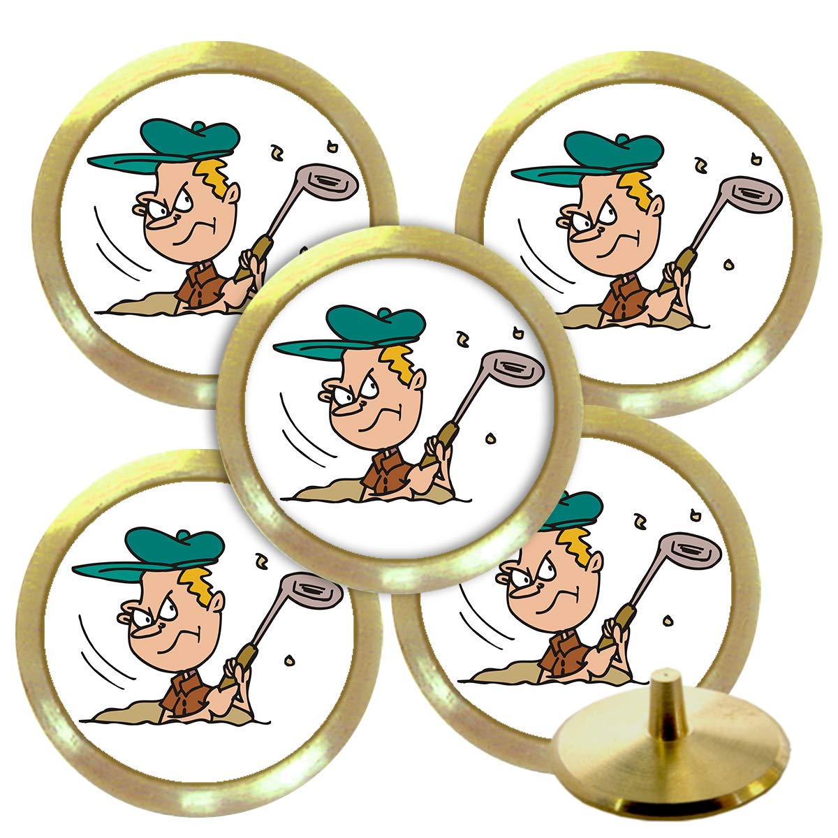 Best Impressions Personalised Solid Brass Golf Ball Markers (Golfer in Buker) โ image 1