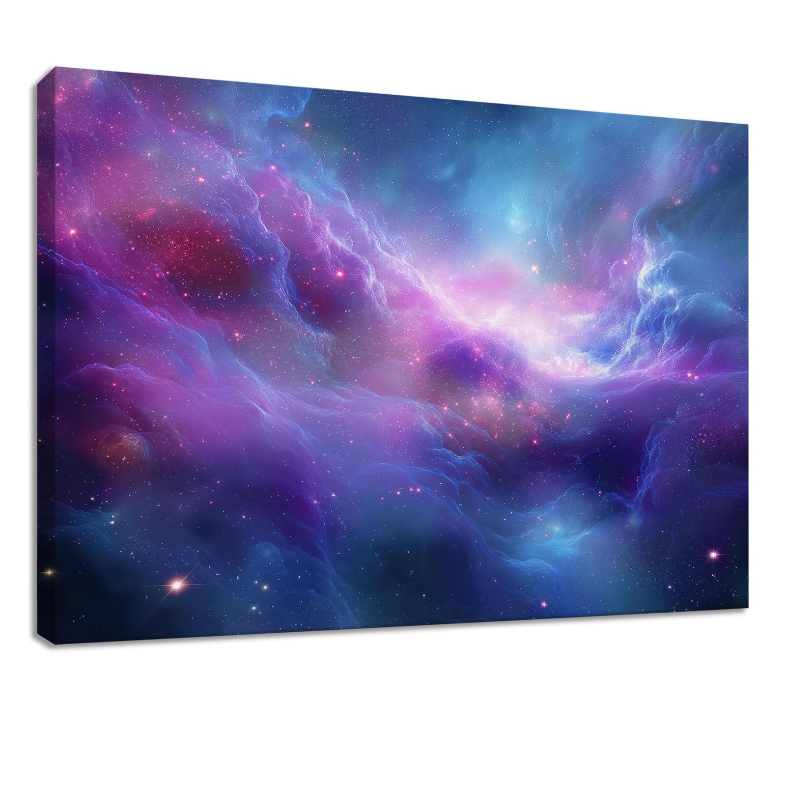 Stampe su tela da parete, 120 x 60 cm, motivo: nebulosa viola, cielo stellato, universo, decorazione da parete per camera da letto, soggiorno, corridoio o ingresso