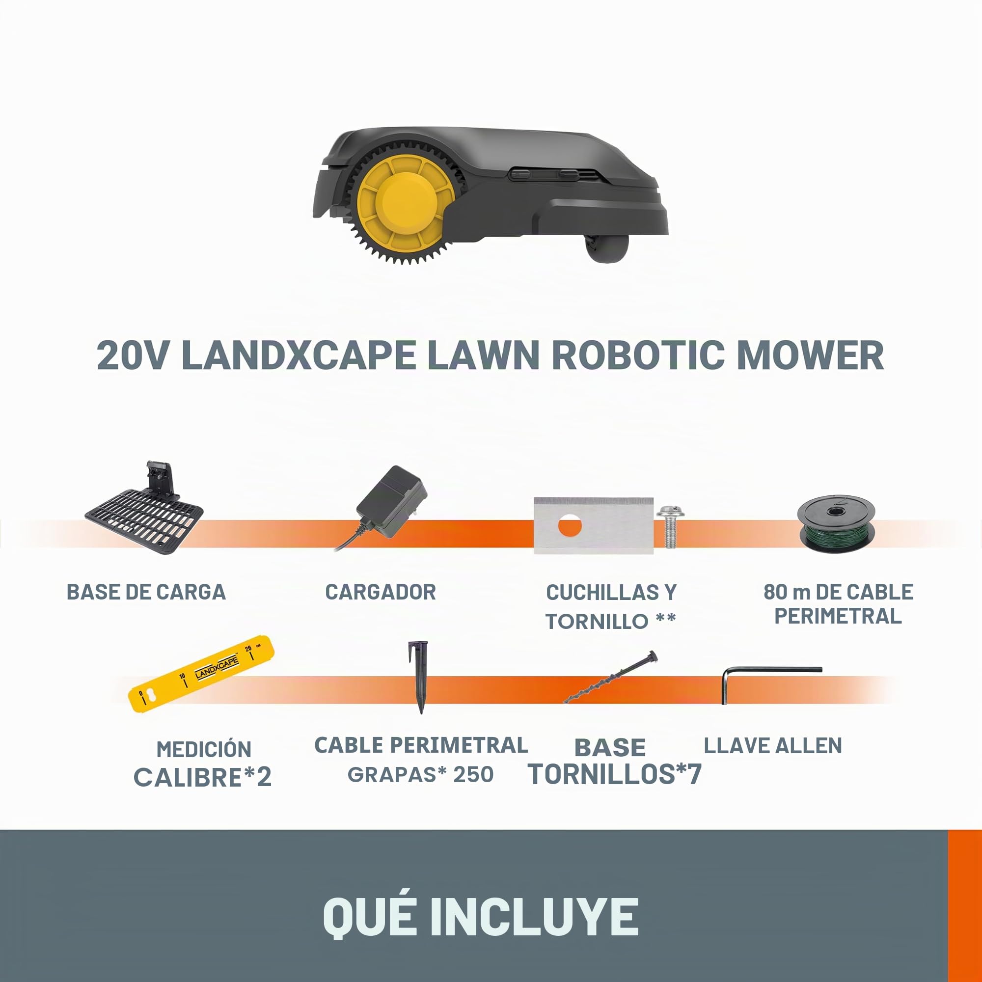 LANDXCAPE Robot cortacésped inalámbrico 300 m² LX850, sistema de corte/mulching de 3 hojas, cortacésped, detector de choque, carga lateral con pantalla digital