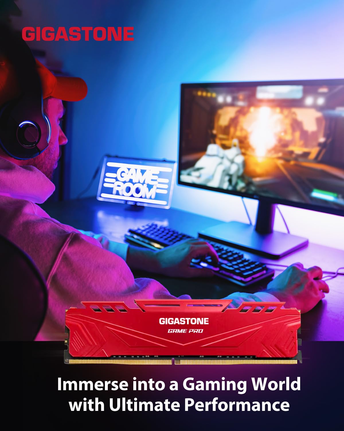 DDR4 RAM】 GIGASTONE Game PRO 16GB Kit (2x8GB) DDR4 3200MHz PC4