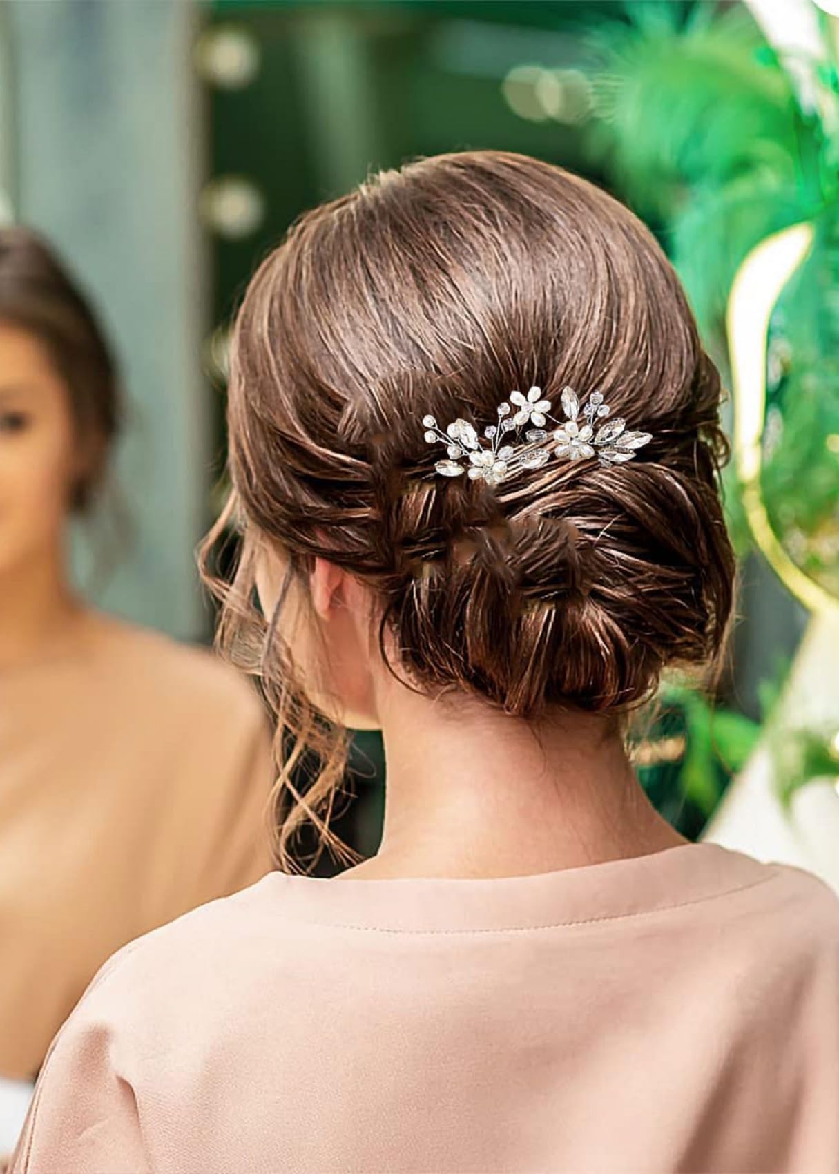 8 forcine per capelli da sposa, argentate, con strass, accessori per capelli per spose, damigelle d'onore, donne e ragazze