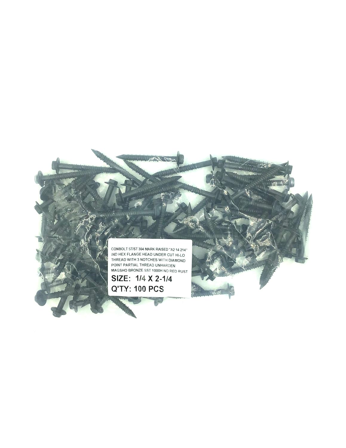 Generic 304 Stainless Steel Concrete Screws, 100 BG (1/4 X 3", Bronze)
