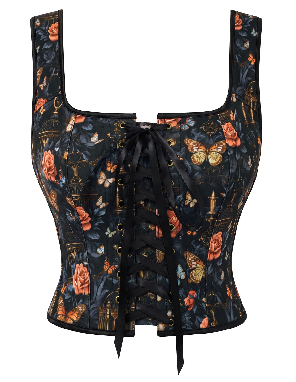 Scarlet Darkness Boned Waist Floral Renaissance Fairy Costume Corset Tops
