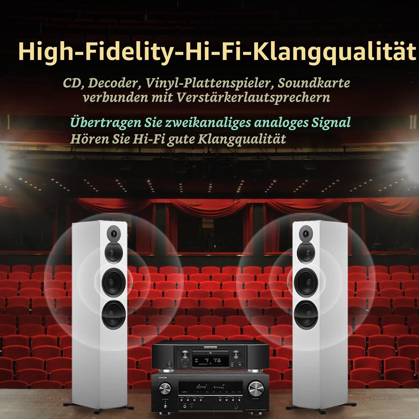 SKW Cinch Audio Kabel, OFC Kupfer - Dual geschirmt 2 x Cinch zu 2 x Cinch Kabel - analog Stereo Audiokabel für CD, DVD, Verstärker, Soundkarte, Decoder, Soundbar (5M, Rot)