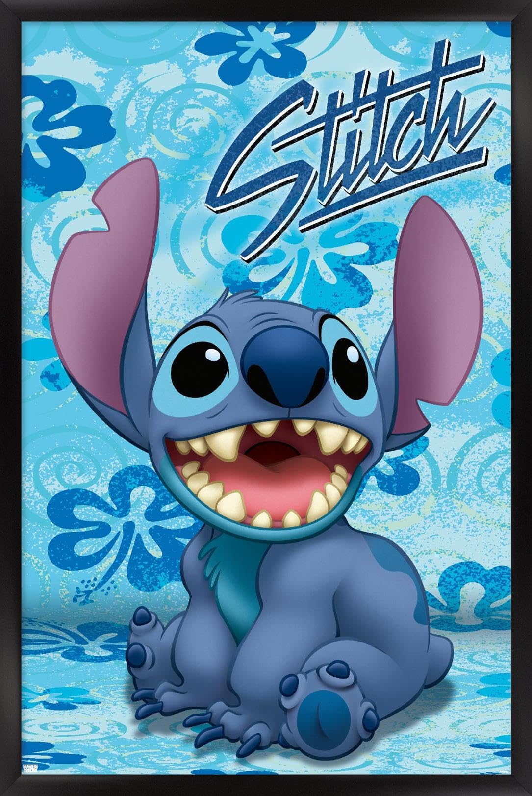 Trends International Disney Lilo and Stitch - Sitting Wall Poster, 22.4L x 14.7W, Black Framed Version