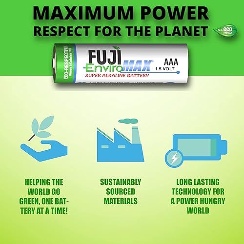Miniatura 5 de Fuji Batteries 4400BP2 EnviroMax AAA Super Alcalinas Baterías (paquete de 2), 1 ea