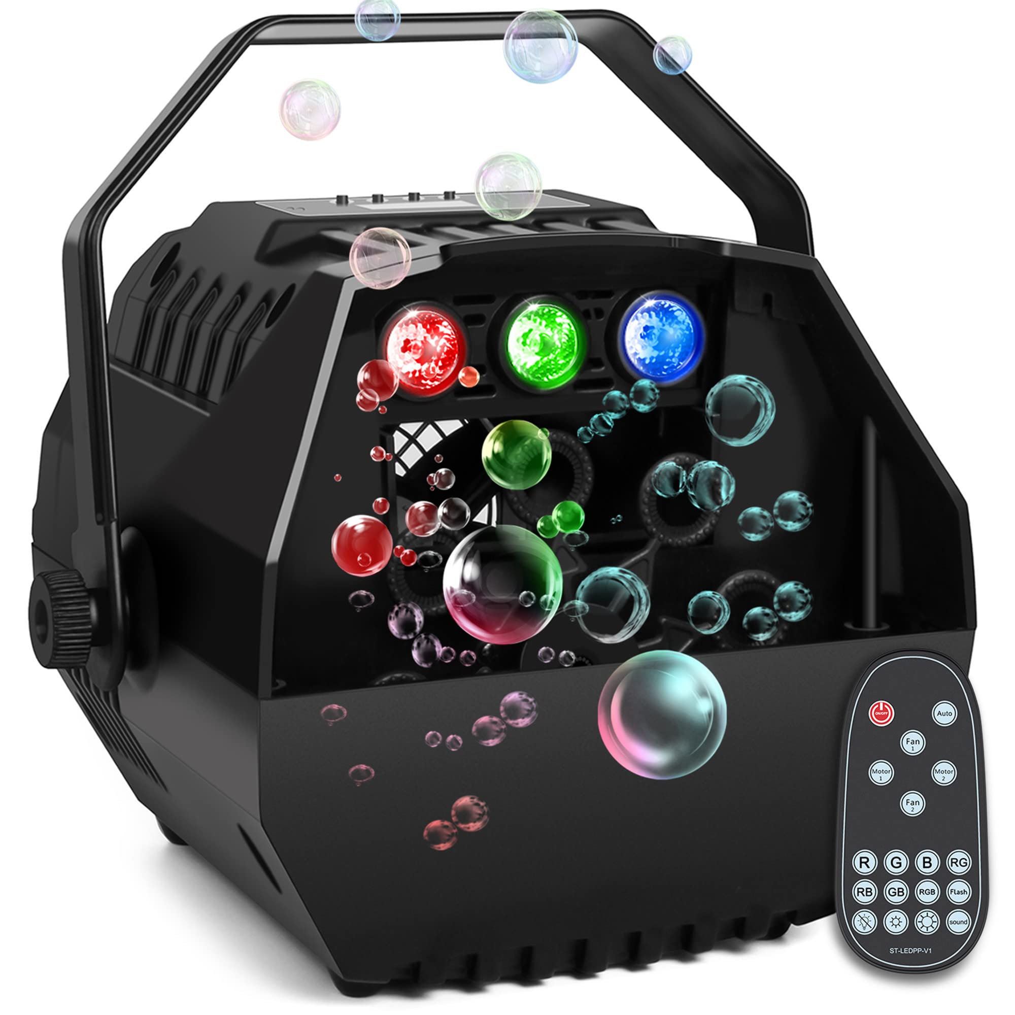 Bubble Machine with 3 Led Lights Remote Control, 8000+