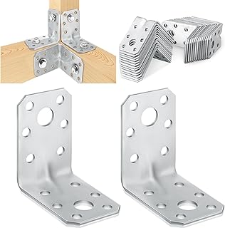 Shimeyao 50pcs 2x2x1-3/8 Steel L Bracket 1.7mm Thick Metal Angle 90 Degree Reinforcing Rib Corner Brace Heavy Duty Metal Corner Brace Shelf Brackets for Wood Shelf Furniture Cabinet