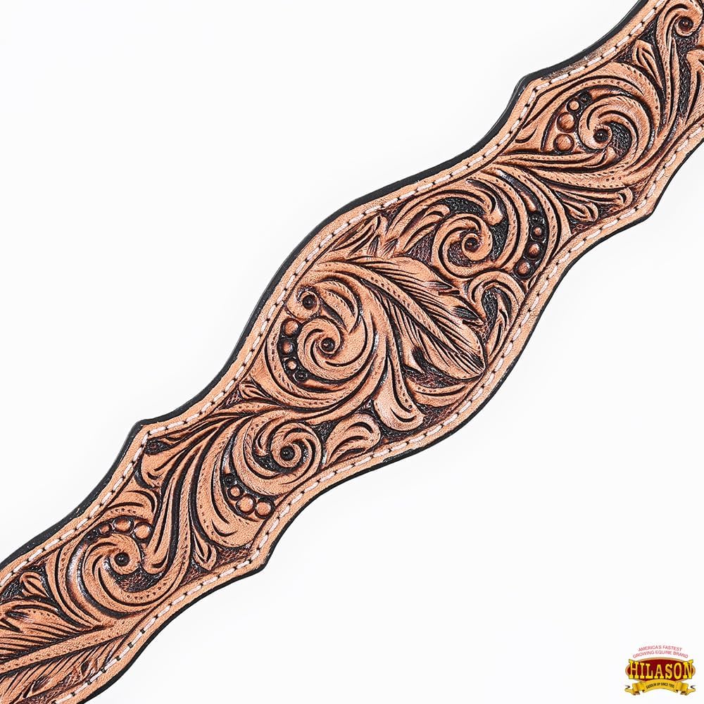 HILASON Western Horse Floral Headstall Breast Collar One American Leather Tack Set
