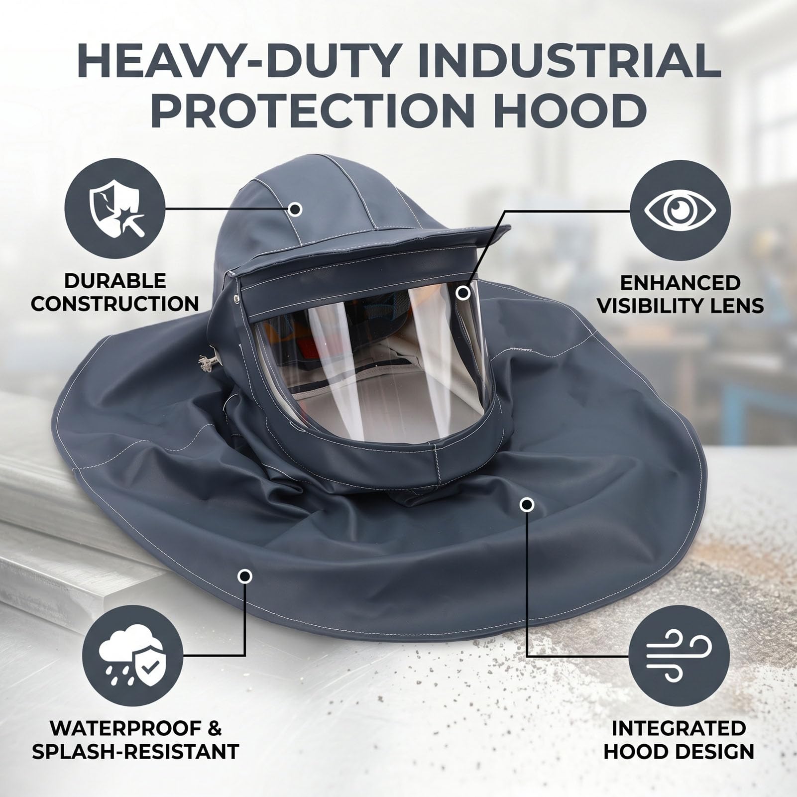 Fafeicy Sand Blasting Hood Cap – Electric Ventilated Anti-Dust Helmet With Polycarbonate Lens, Flip-Up Design & 8500mAh Fan For Polishing, Mining & Lab Work