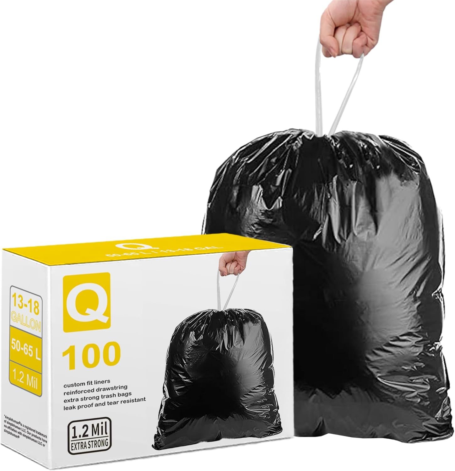 Code Q Drawstring Trash Bags 1.2 Mil THICK 1318 Gallon 40