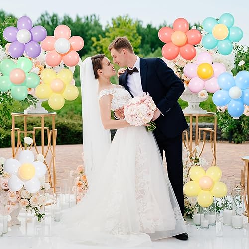 Miniatura 6 de Juego de 27 globos de margaritas de flores para bricolaje, globos de látex, decoraciones de fiesta de margaritas, globos retro hippie de 10 pulgadas