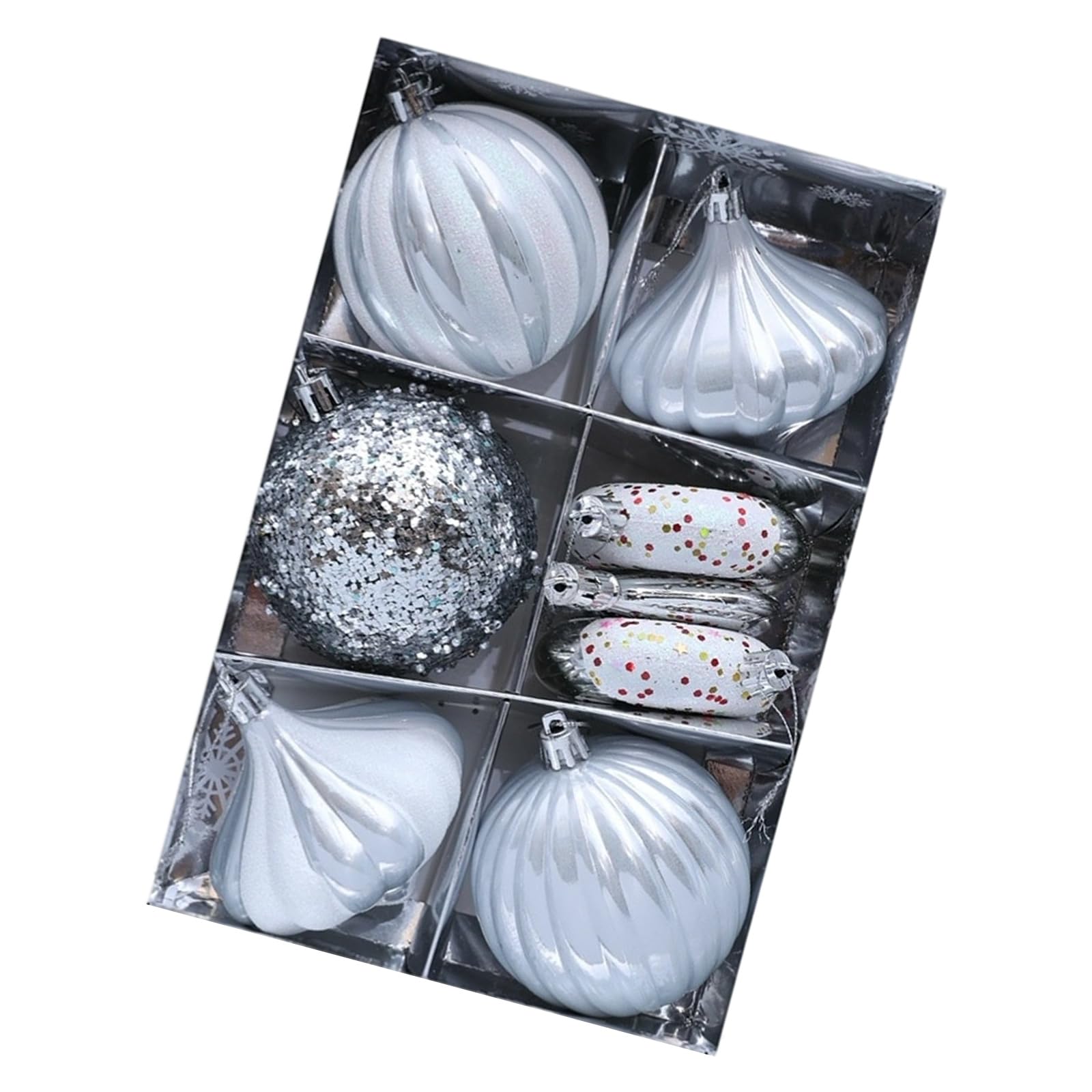 KAQNTUD Pack of 8 Bright Hand Painted Plastic Christmas Bauble Ornaments for Festival Tree and Holiday Decorations. Plastic Christmas Bauble Decorations