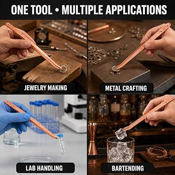 Copper Tongs, 8.5 Inch Curved Tip for Jewelry Making, Soldering & Pickling