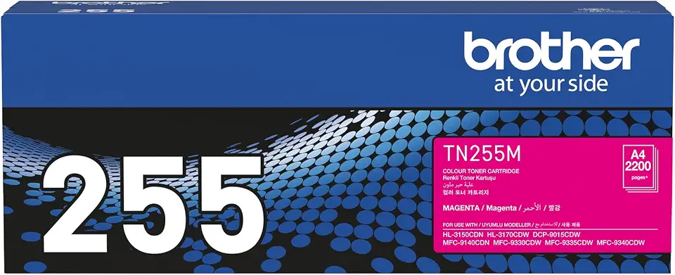 Brother Genuine TN255M High-Yield Printer Toner Cartridge, Magenta, Page Yield Up to 2200 Pages, (TN-255M) Compatible with: MFC-9335CDW, HL-3150CDN, HL-3170CDW, MFC-9140CDN, MFC-9330CDW, MFC-9340CDW