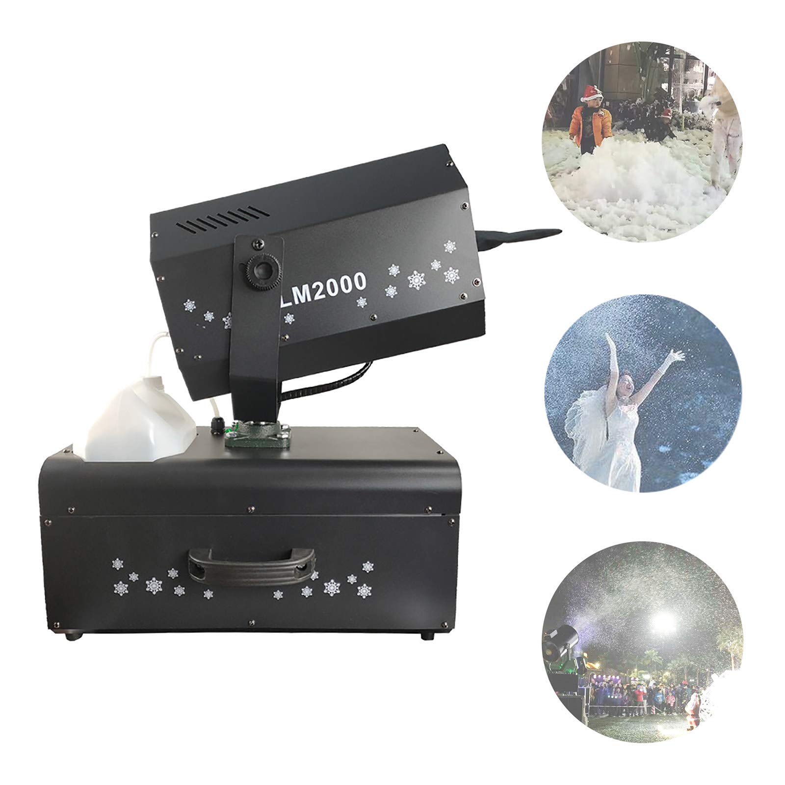 2000w Maschine für Schnee, Tragbare Party Schneekanone Effektmaschine mit Fernbedienung, Schneeflockenmacherin für DJ Partys, Weihnachten, Sprühabstand von 3-5m
