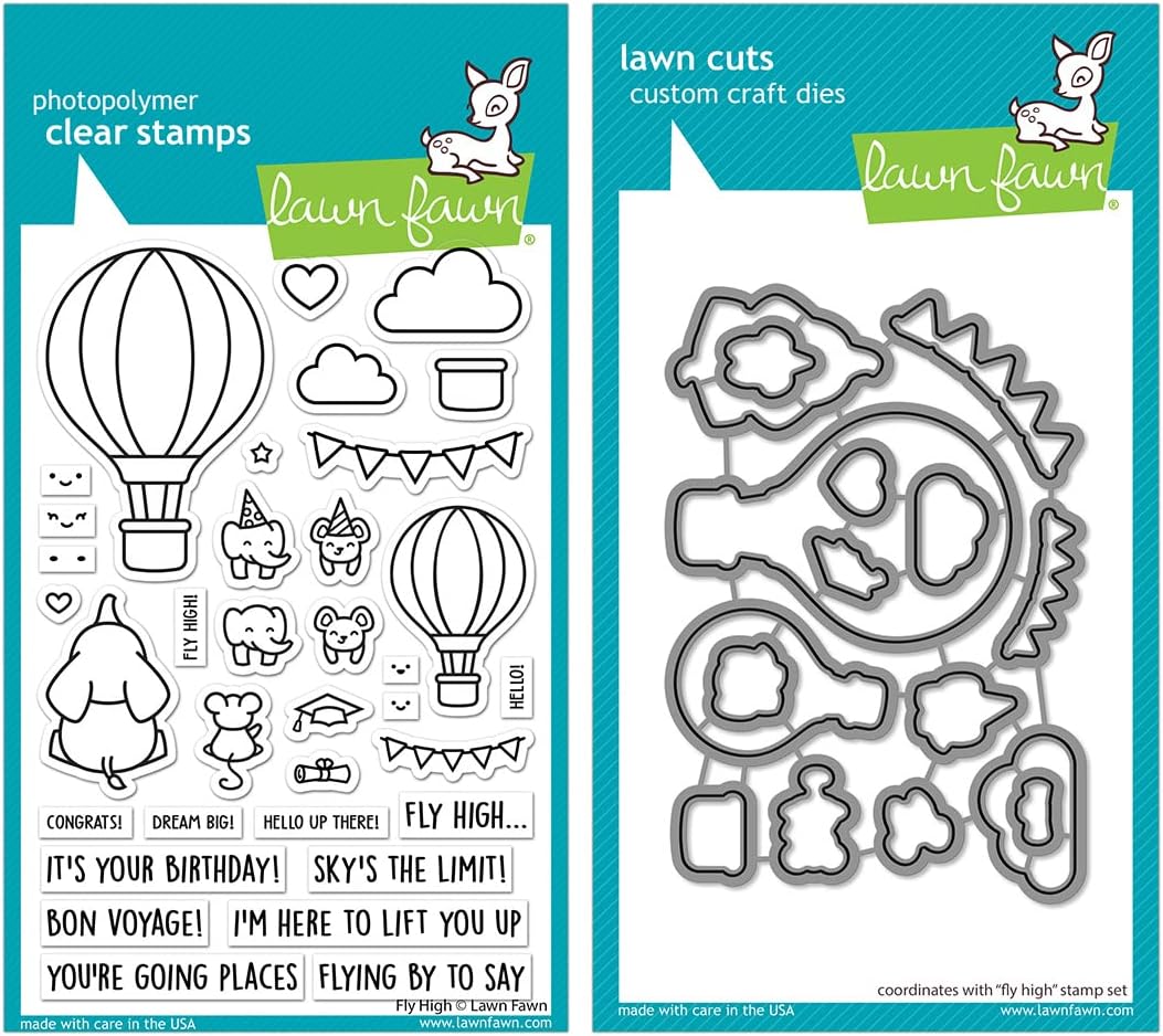 Lawn Fawn - Fly High - Hot Air Balloon Critters Stamps, Dies and Pocket