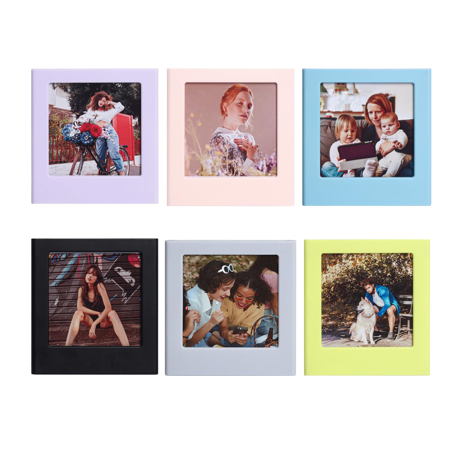Cornice portafoto magnetica quadrata per frigorifero, cornici magnetiche colorate personalizzate per Instax Square SQ40/SQ1/SQ20/SQ10/SQ6/SP-3, per foto da 7,1 x 8,6 cm (confezione da 6)