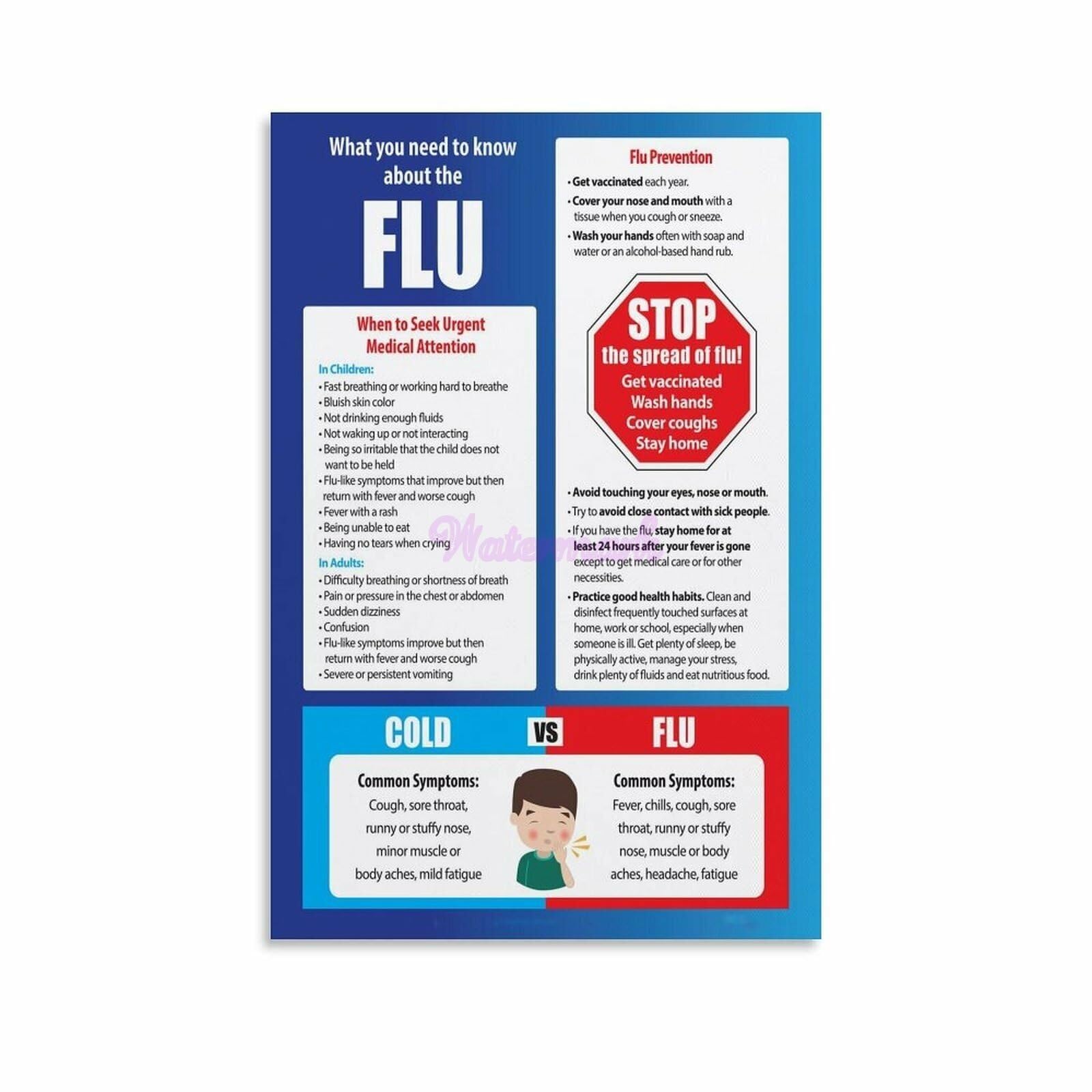 BIRXPMOS Staying Healthy Guide Poster Tips for Immune Health and Wellness Canvas Wall-Art Informative for School and Office(Framed,08x12inch(20x30cm))