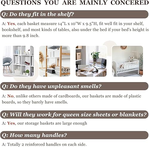 Miniatura 3 de Paquete de 4 cestas de almacenamiento grandes para estantes, organizadores de armario de tela y contenedores de almacenamiento con asas para