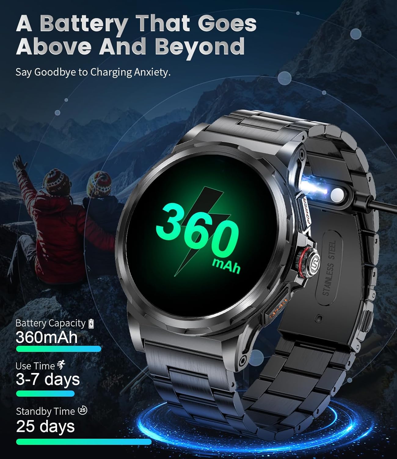 LIGE SML6-L Smartwatch charging with battery indicator