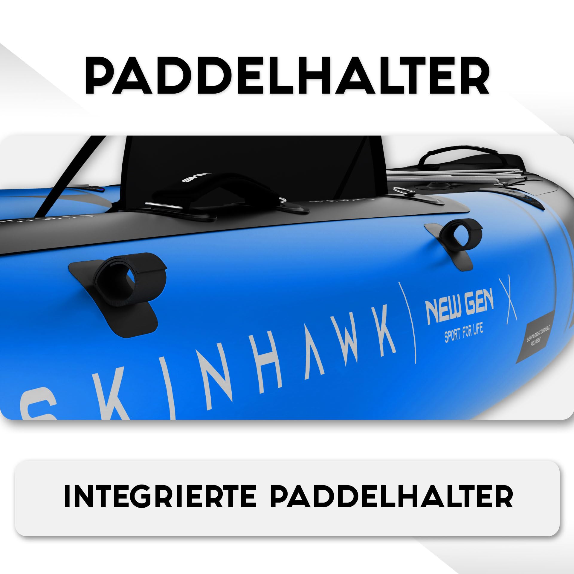 SKINHAWK Prestige Blau Kajak Set 400 – Schlauchboot – Kanu - 400 x 96 cm - 2 Personen Kajak