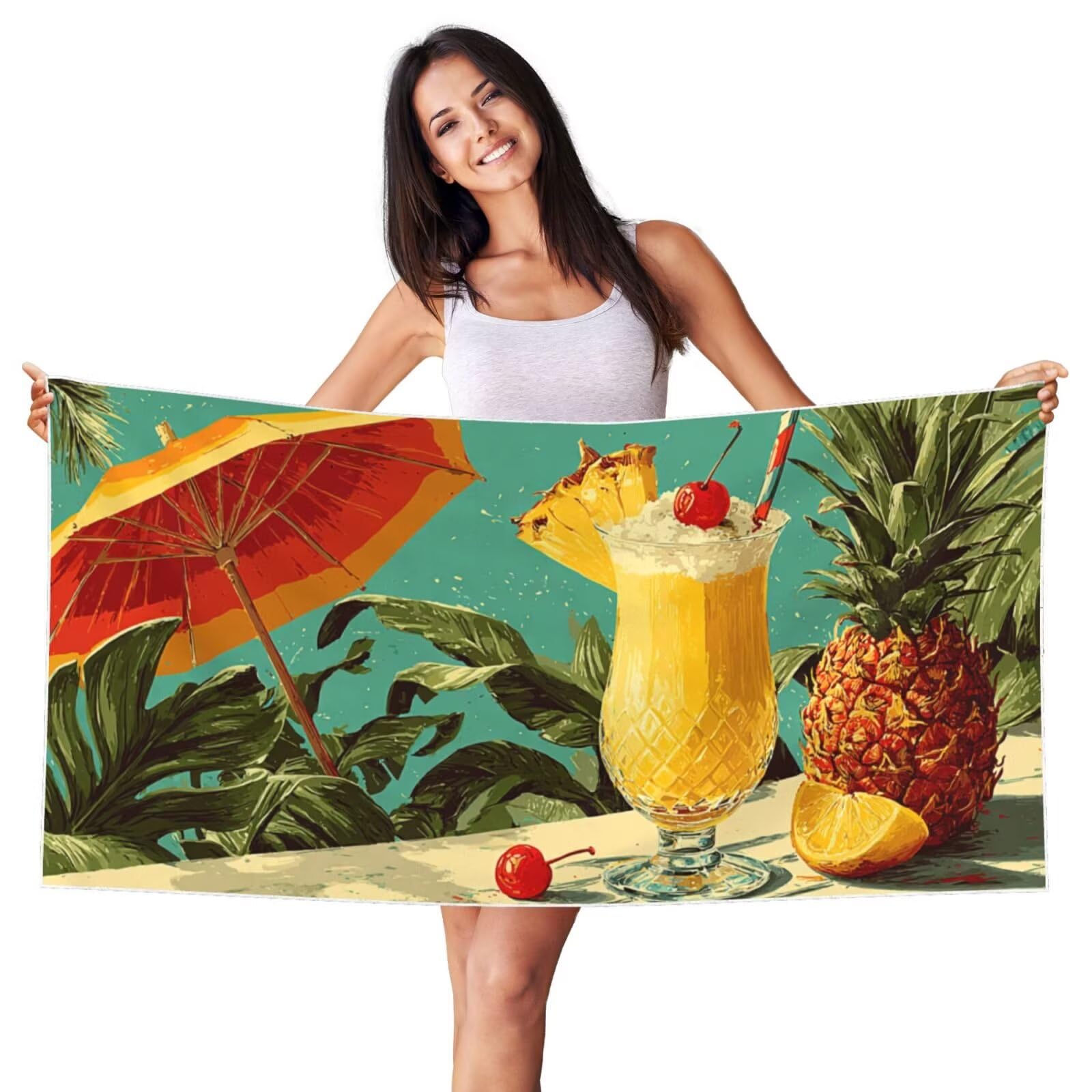 Telo Mare Microfibra xxl Grande Asciugamano da Spiaggia, 100x200cm Asciugatura Rapida Telo in Cotone Morbido, Antisabbia Mare Coperta da Spiaggia per Campeggio, Palestra, Piscina, Viaggio succo G-2780