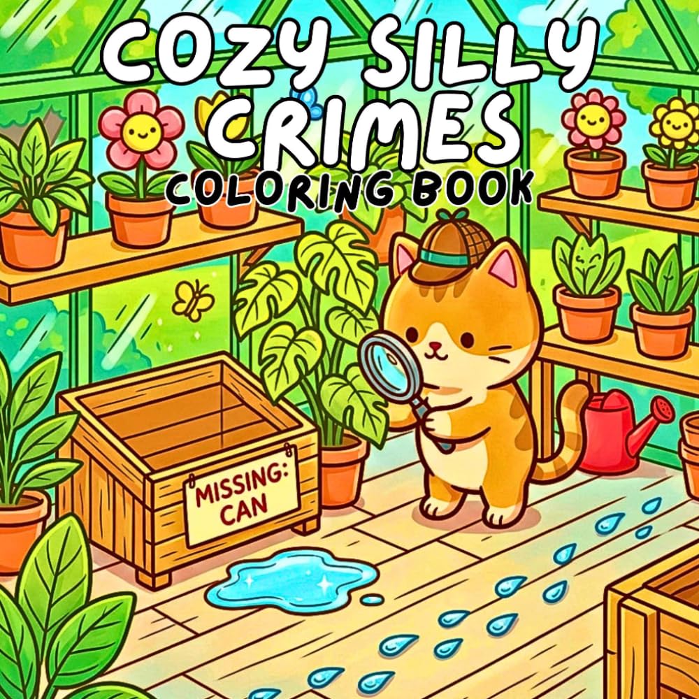 Cozy Silly Crimes Coloring Book: Cute Kawaii Animal Detectives Solving Hilarious Mysteries — Missing Pies, Hidden Treasure & More for Kids and Adults