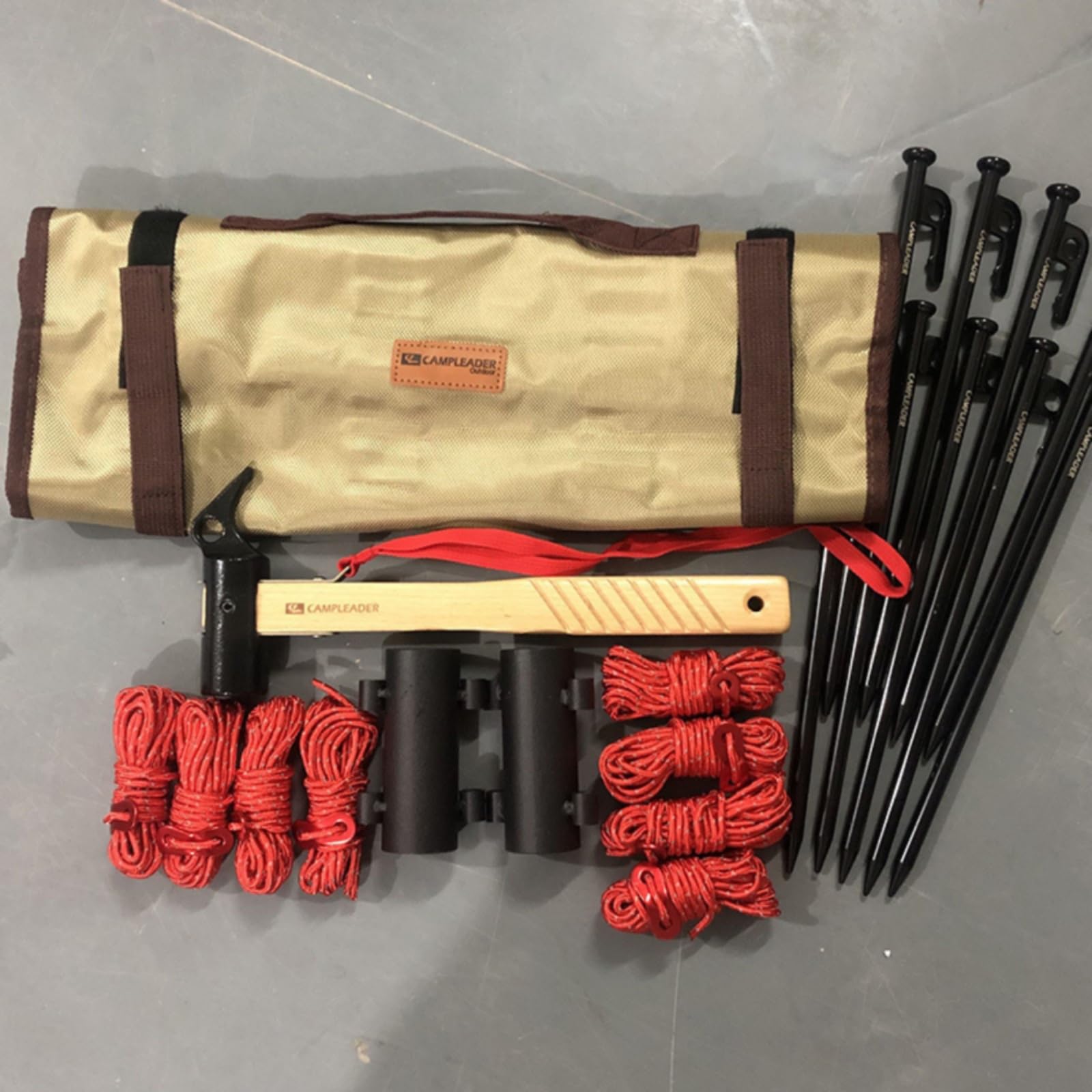 harayaa Set di Pioli per in Acciaio Pesante con Mazza in Legno E Corde per Fissaggio per Campeggio E Picnic con Custodia Impermeabile con Cerniera