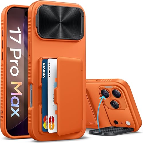 Miniatura 18 de Funda para iPhone Air con soporte para tarjetas, soporte integrado y cubierta para lente de cámara, a prueba de golpes, de silicona resistente a