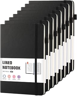 Thboxes 8 Pcs A5 Hardcover Leather Journals, 120 Sheets, Bookmark, Pen Loop