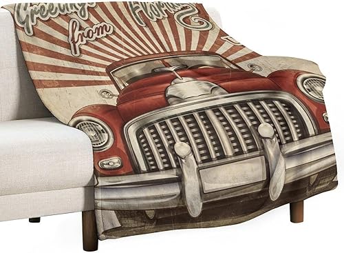 Miniatura 92 de Manta clásica retro para automóvil, diseño clásico de automóvil clásico americano, diseño de motocicleta, manta de franela súper suave para cama y
