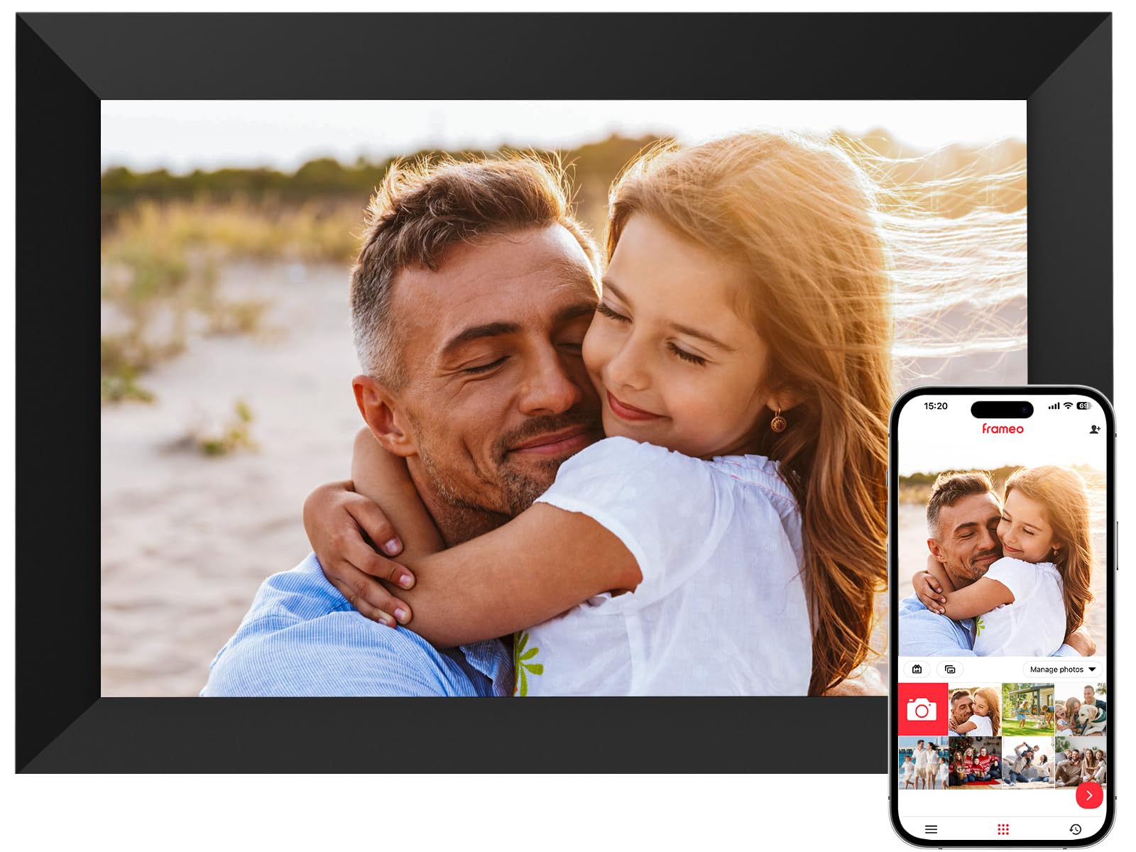 Frameo 10.1인치 Wi-Fi 디지털 액자, 1280x800 HD IPS 터치 스크린이 있는 디지털 사진 프레임, 자동 회전, Frameo 앱을 통해 순간을 즉시 공유할 수 있는 쉬운 설치, 발렌타인 데이 선물