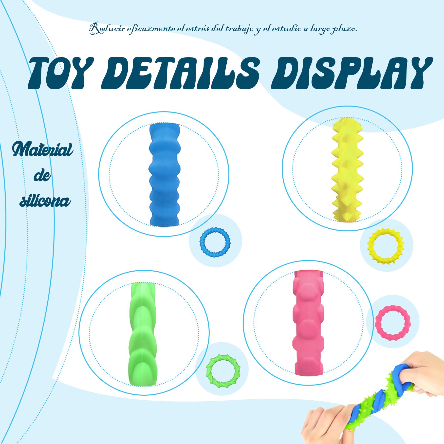 Lot De 6 Bracelets Sensoriels Anti-Stress En Silicone – Cadeau Pour Enfants, Ados Et Adultes – Couleurs Aléatoires
