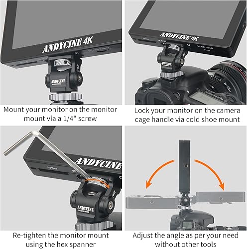 Miniatura 2 de ANDYCINE Soporte para monitor giratorio de 360 de inclinación de 180 para monitor de cámara compatible con monitores Atomos, Feelworld, ANDYCINE