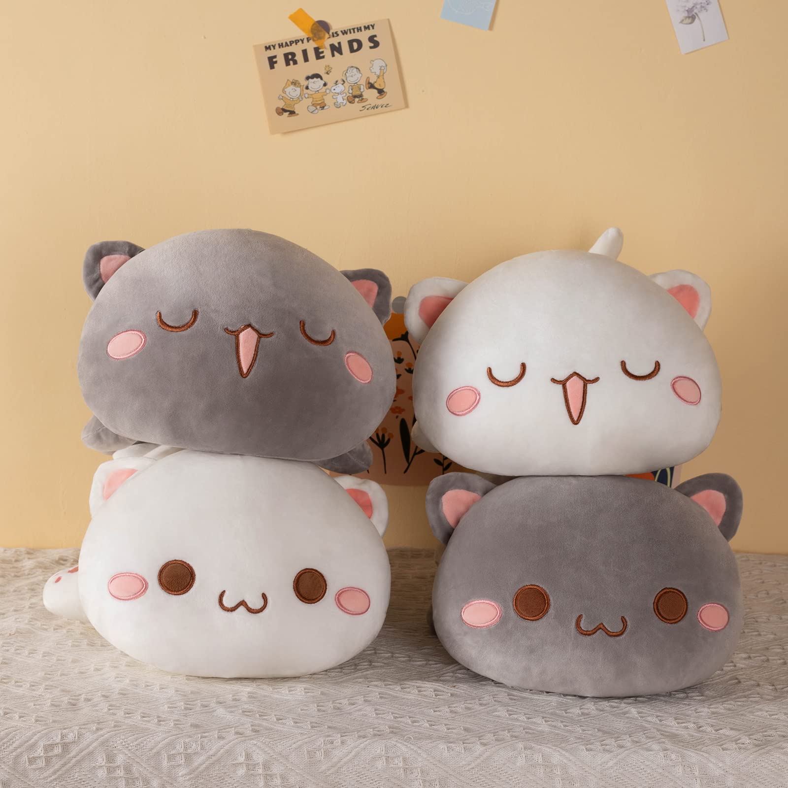 Alwoligag Cute Cat Plush Toy, Super Soft White Cat Plush Toy, Plush Cat Stuffed Animals, Valentine's Day Birthday Gift, Sweet Romantic Cute Cat Plush Toy(13.9 inch): Alwoligag Weighted Stuffed Animals Plush, 3lbs Weighted Stuffed Cat Plush 19.6", Soft Kawaii Cat Plush Pillow Kitten Kids GiftsïŒWhite Round EyesïŒ