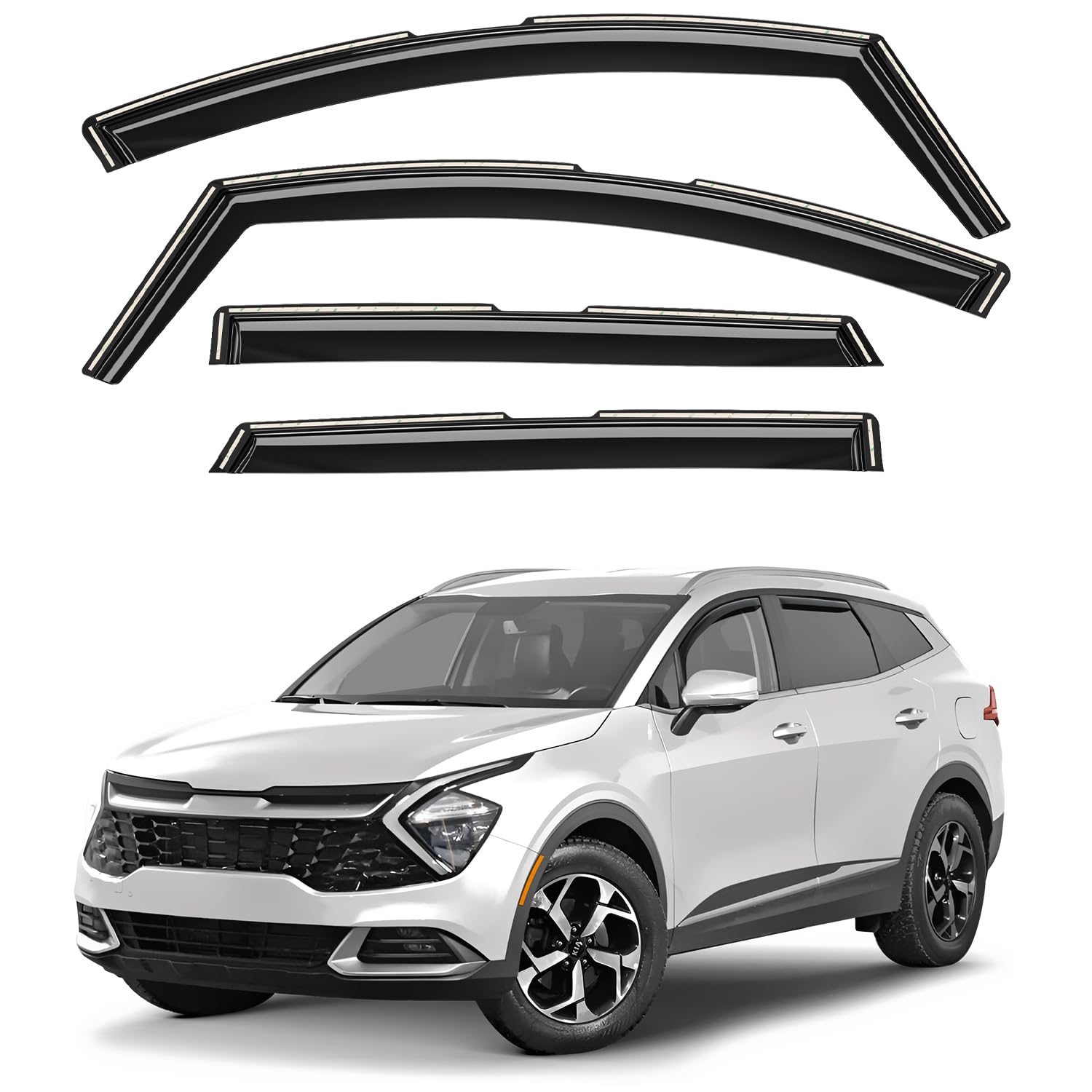 Window Deflectors Smoke Tinted In-Channel Side Window Vent Visor Deflectors Rain Guards Compatible with Sportage 2023-2025 -4pcs. GW0725