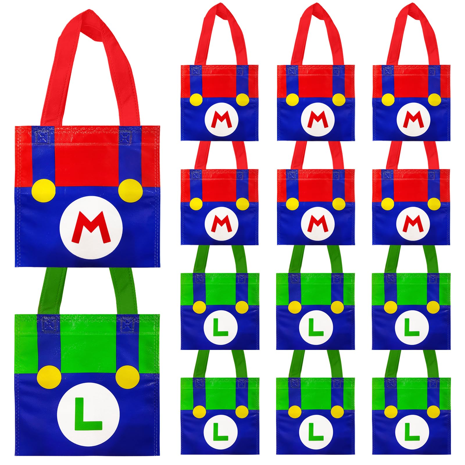 20 PCS Non-Woven Bags Mini Super Brother Gift Tote Bags Reusable Goodie Treat Candy Bags for Super Bros Birthday Party Decoration Baby Shower Supplies