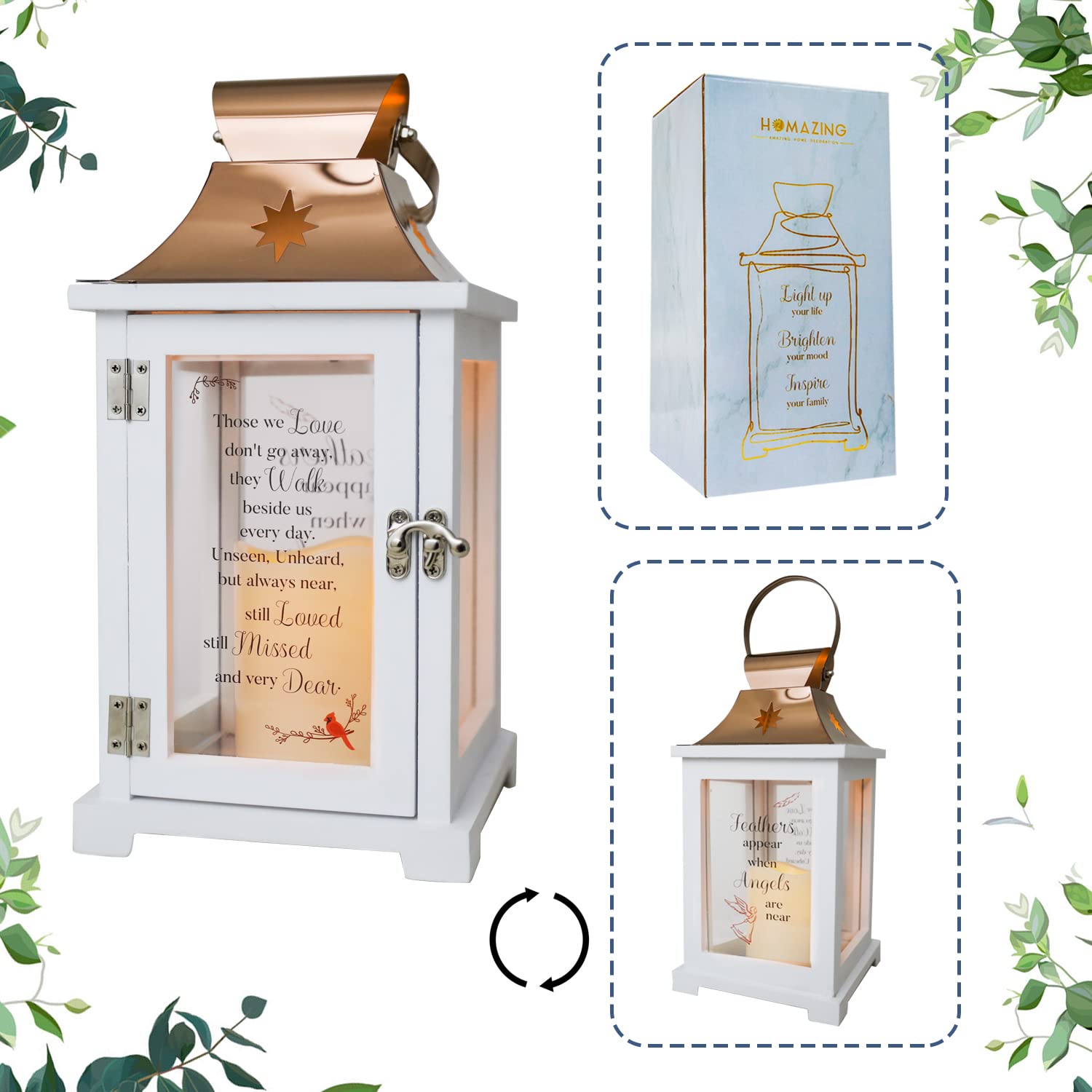 Memorial Lantern - Unique Cardinal Memorial Lantern for Loss of Loved One, Sympathy Gifts, Bereavement Gifts,Rememberance Gifts for Loss of Father