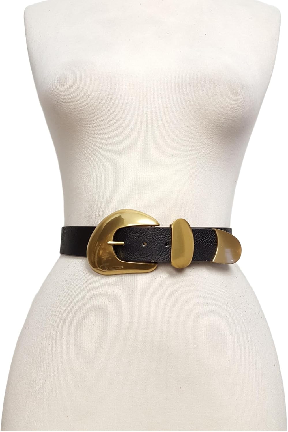 Western-Inspired Vintage Gold Statement Buckle Belt - Image 2