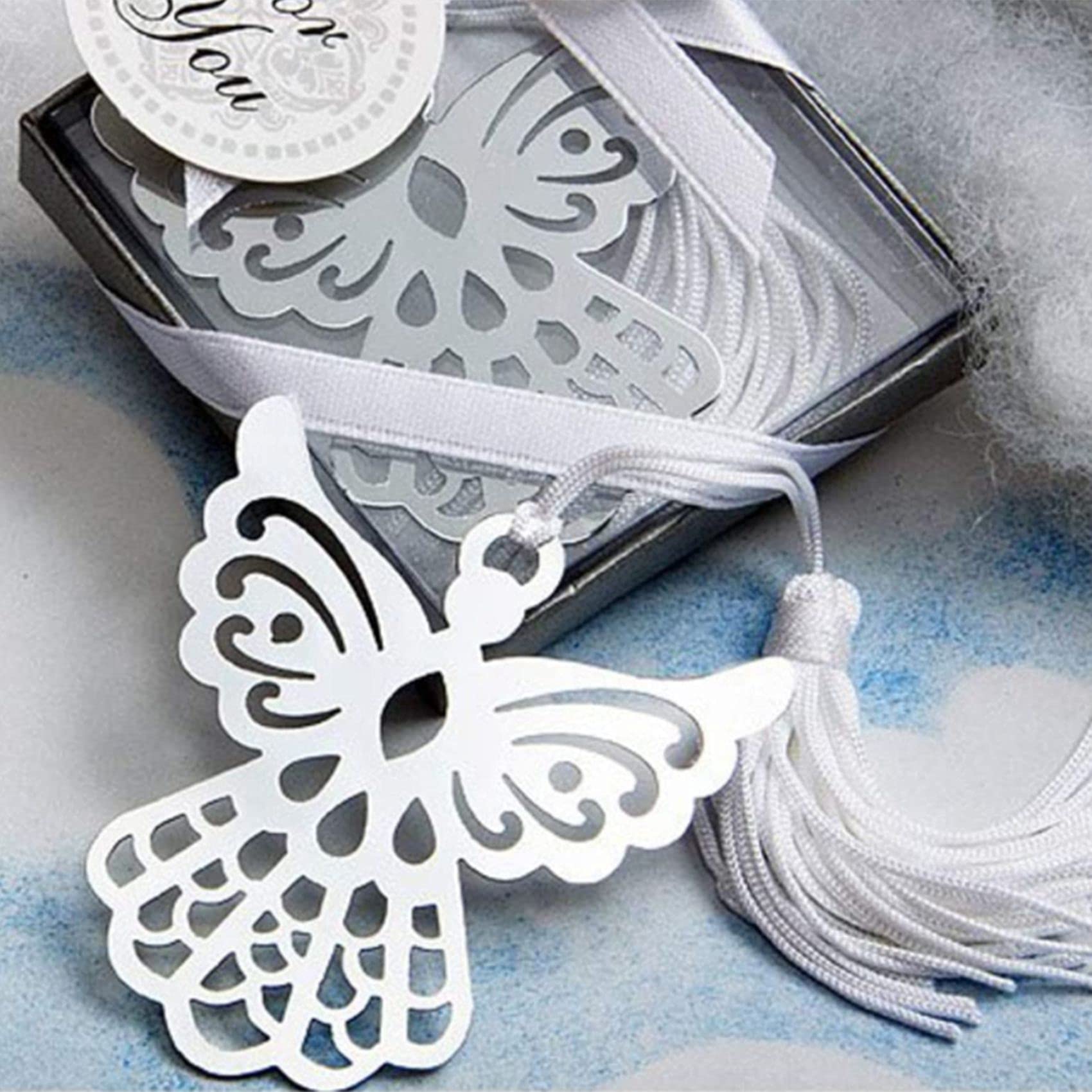 Favore di Segnalibro di nel Metallo da 50 Pezzi con Elegante Nappa di Seta Bomboniera per Feste di Matrimonio Segnalibro Collezione di Amanti del Libro nel Scatola