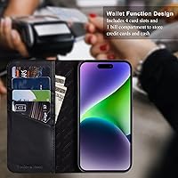 Vista 7 de VISOUL Funda de cuero para iPhone 15 Pro Max, funda tipo cartera de piel auténtica con ranuras para tarjetas, función atril, a prueba de golpes