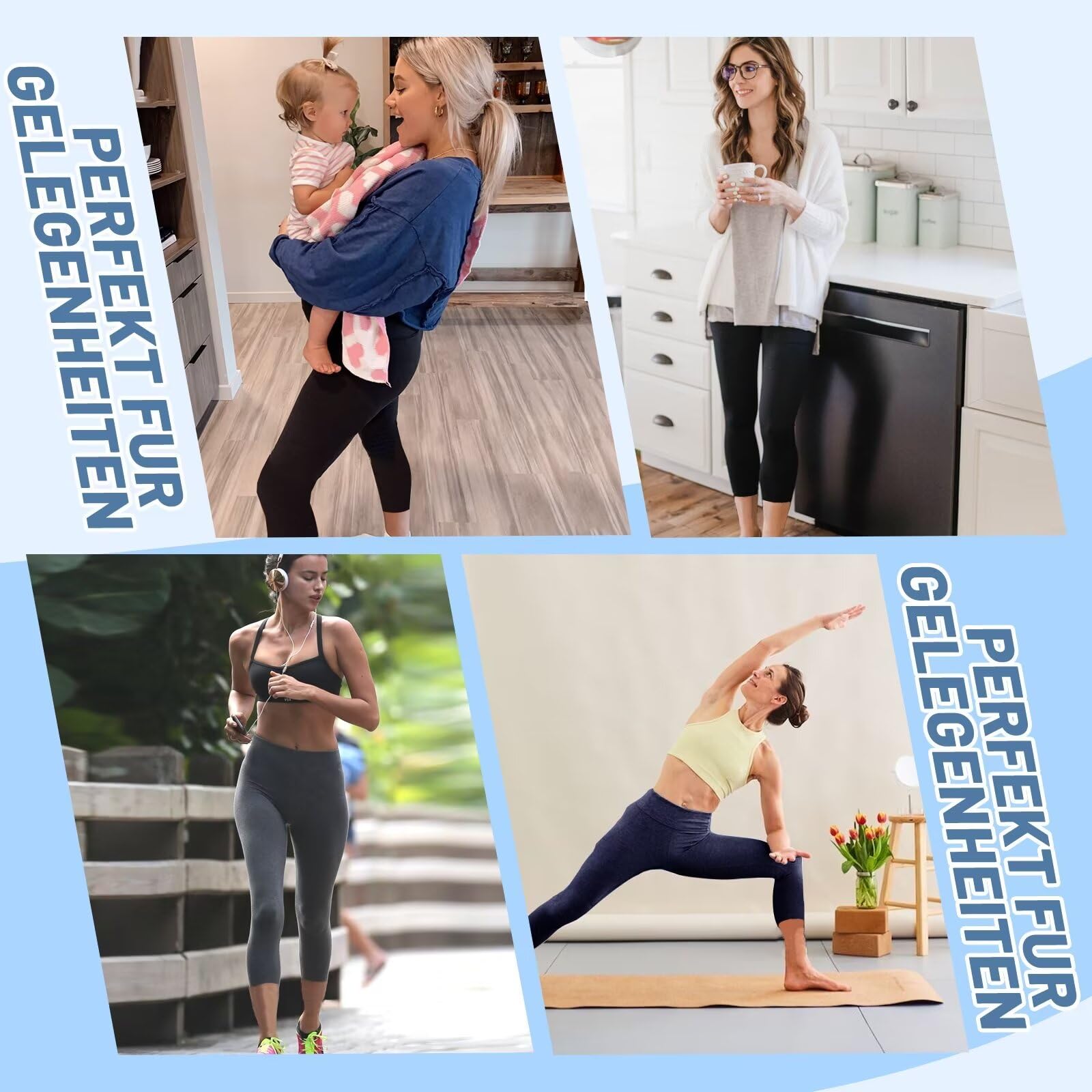 TNNZEET 3er Pack Capri Leggings Damen 3/4 für Sport, 7/8 Leggins High Waist Hose Sporthose für Gym Yoga